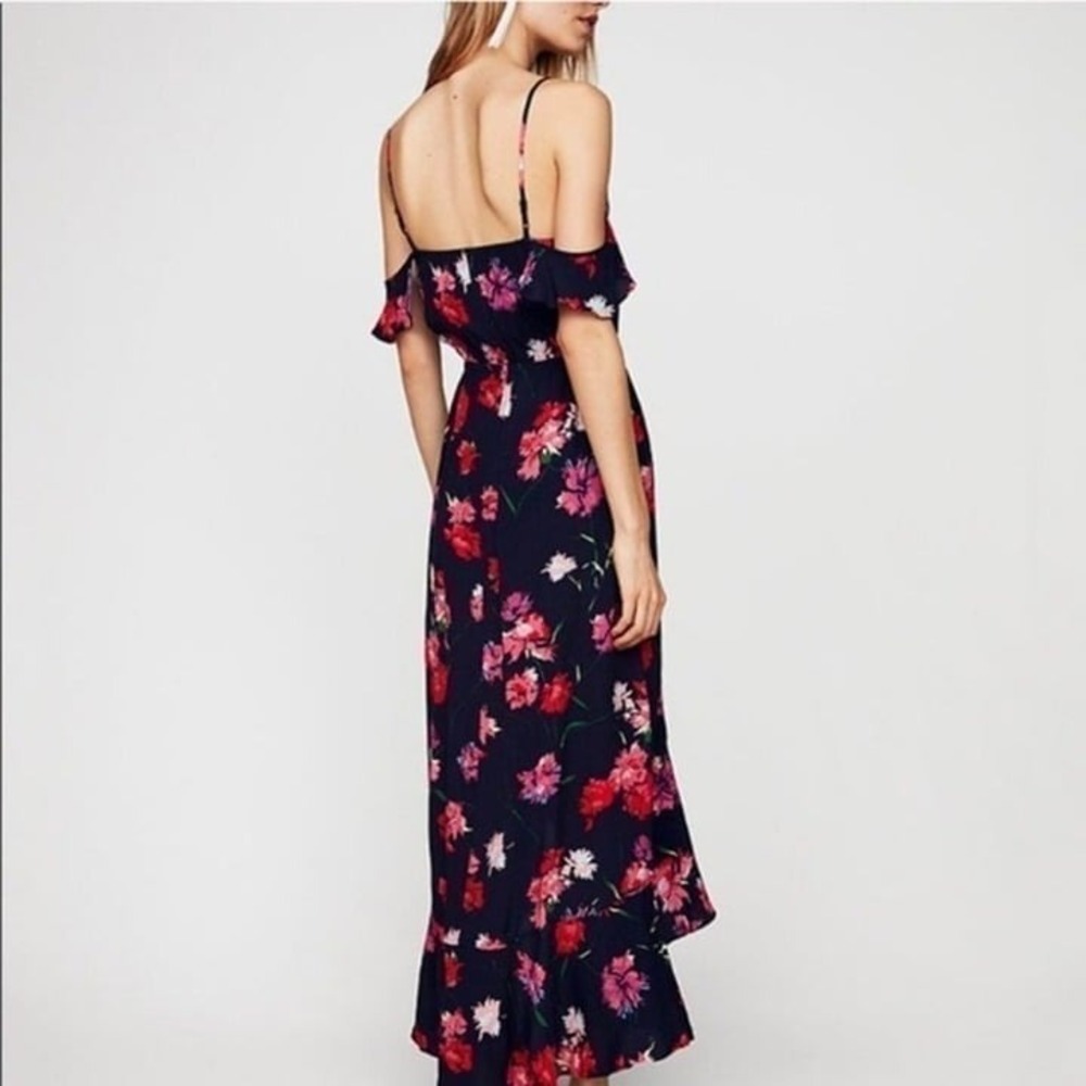 NEW EXPRESS Floral Ruffle Cold Shoulder Maxi Dress XS